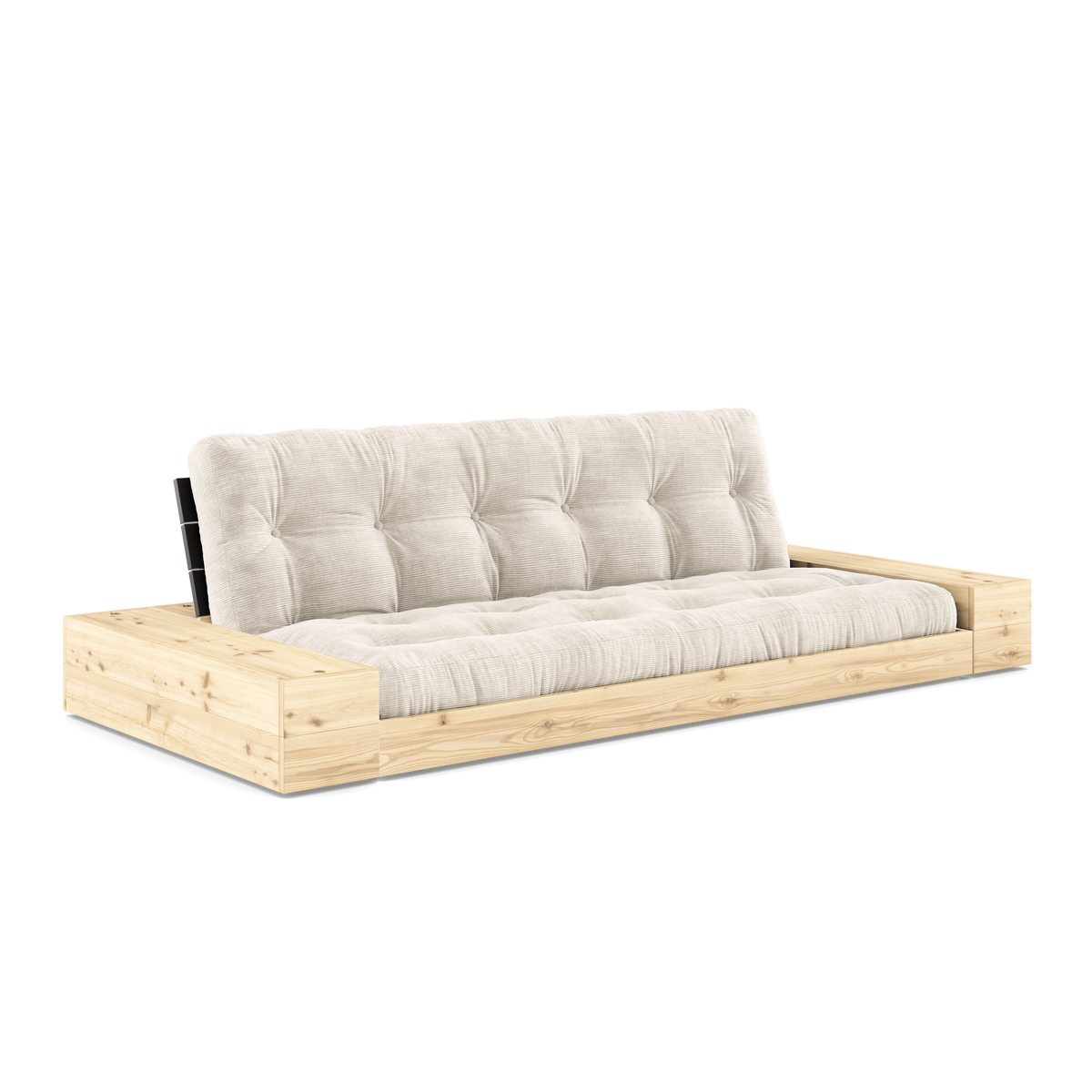 BASE BLACK NIGHT LACQUERED W. 2 SIDEBOXES CLEAR W. 5-LAYER MIXED MATTRESS IVORY