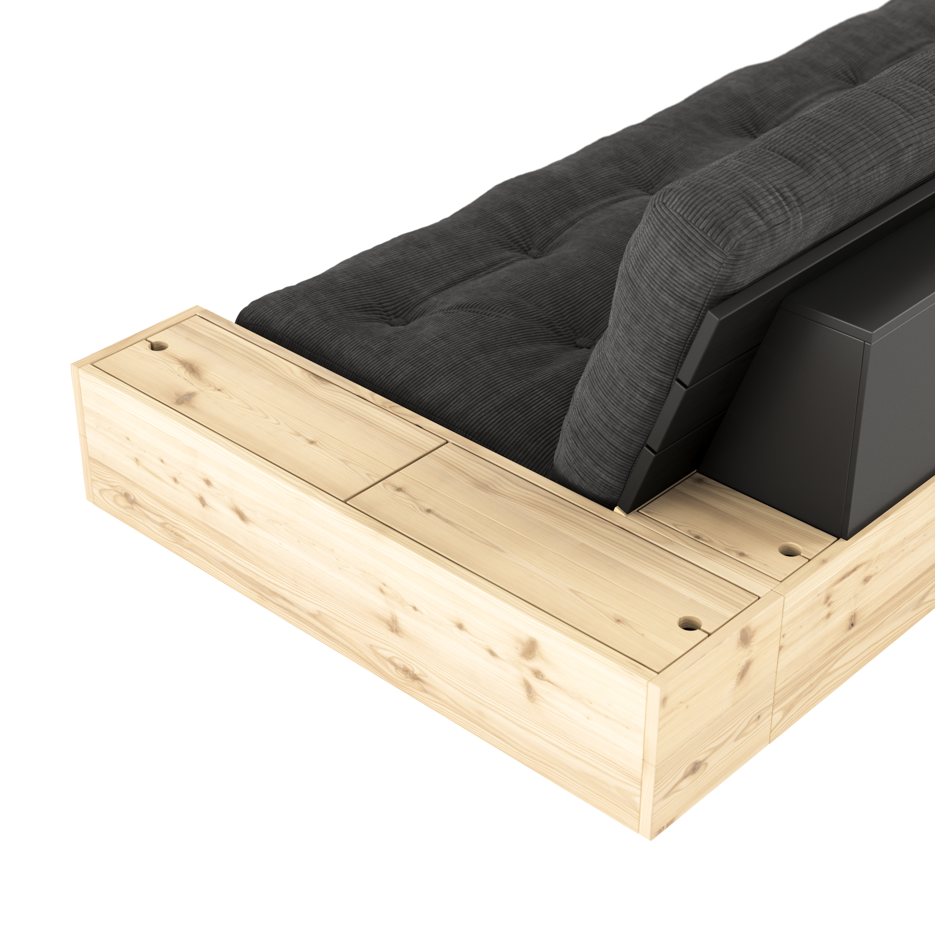 BASE CLEAR LACQUERED W. 2 SIDEBOXES CLEAR W. 5-LAYER MIXED MATTRESS WHEAT BEIGE