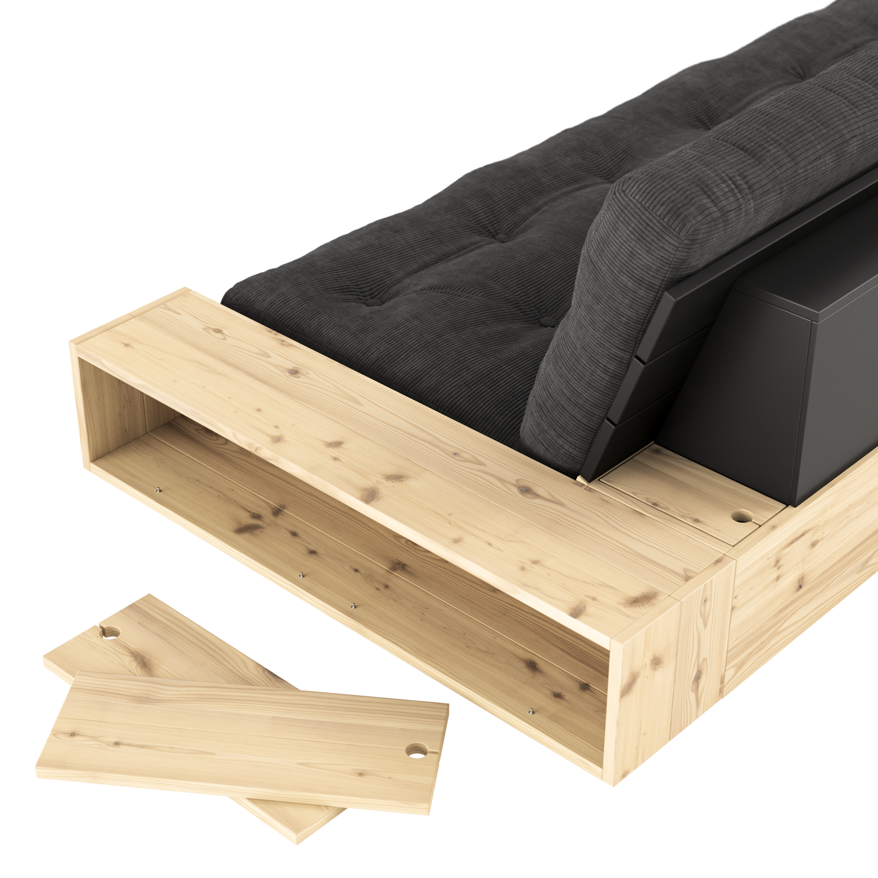 BASE NOIRE NUIT LAQUÉE AVEC 2 COFFRES LATÉRAUX TRANSPARENTS AVEC MATELAS MIXTE 5 COUCHES MATTE SORBET ROSE