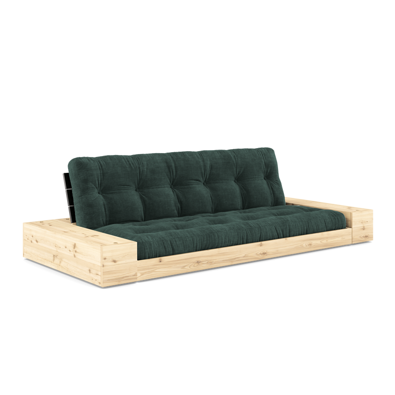 BASE NOIRE NUIT LAQUÉE AVEC 2 COFFRES LATÉRAUX TRANSPARENT AVEC MATELAS MIXTE 5 COUCHES ALGUES