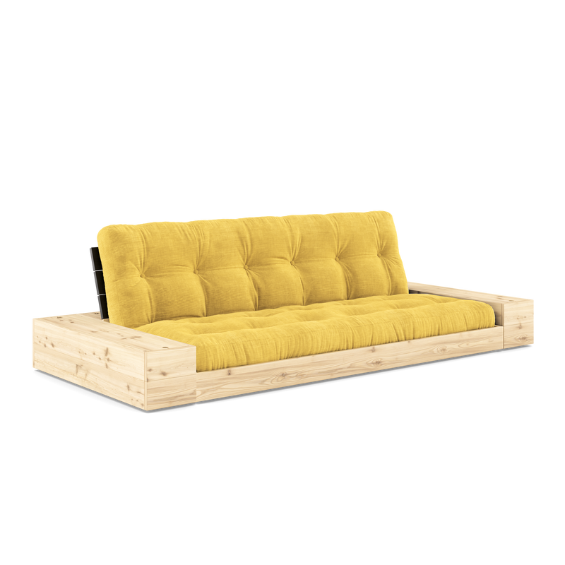BASE NOIRE NIGHT LAQUÉE AVEC 2 COFFRES LATÉRAUX CLAIR AVEC MATELAS MIXTE 5 COUCHES MAT HONEY
