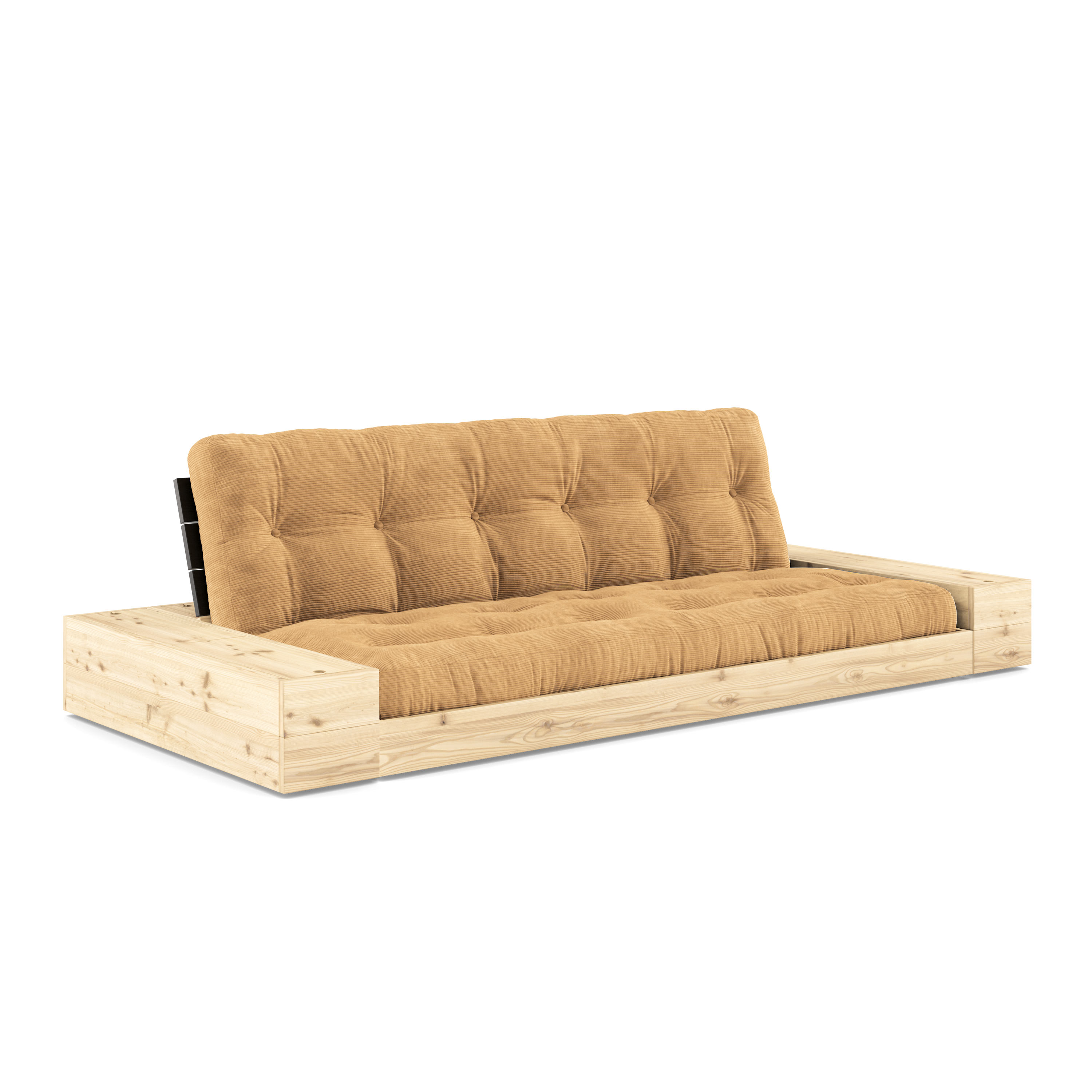 BASE BLACK NIGHT LACQUERED W. 2 SIDEBOXES CLEAR W. 5-LAYER MIXED MATTRESS FUDGE BROWN