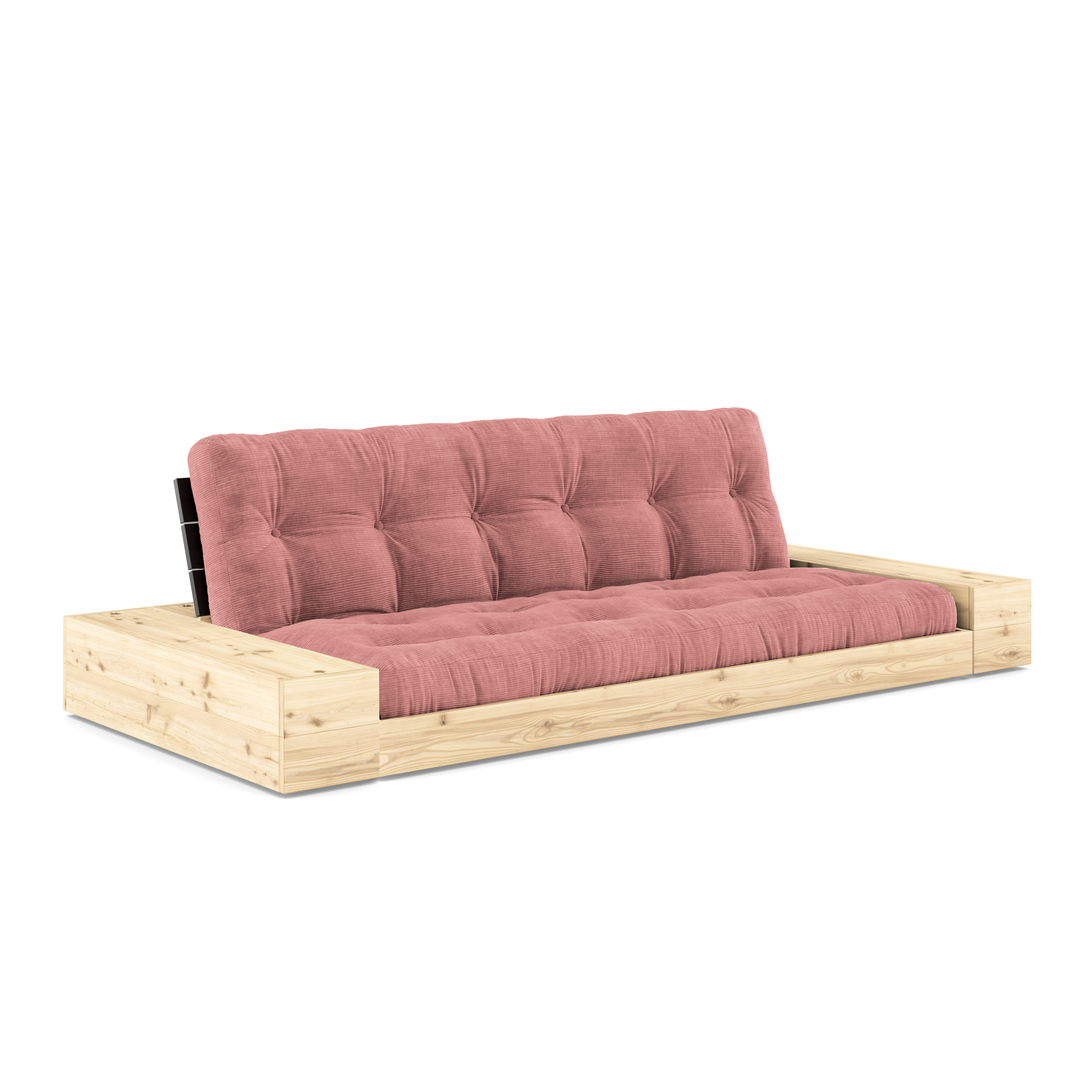 BASE NOIRE NUIT LAQUÉE AVEC 2 COFFRES LATÉRAUX TRANSPARENTS AVEC MATELAS MIXTE 5 COUCHES MATTE SORBET ROSE