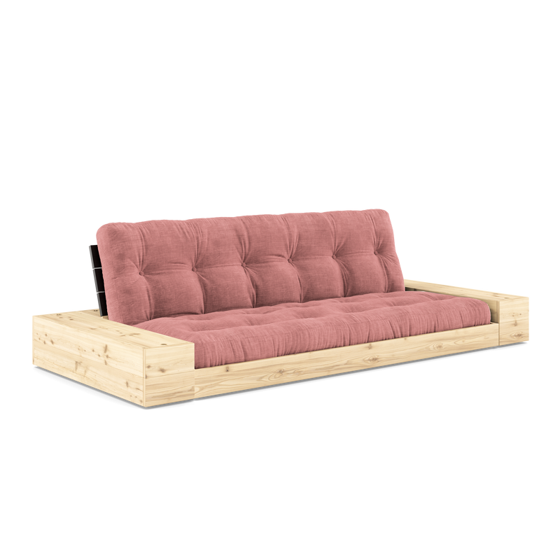 BASE NOIRE NUIT LAQUÉE AVEC 2 COFFRES LATÉRAUX TRANSPARENTS AVEC MATELAS MIXTE 5 COUCHES MATTE SORBET ROSE
