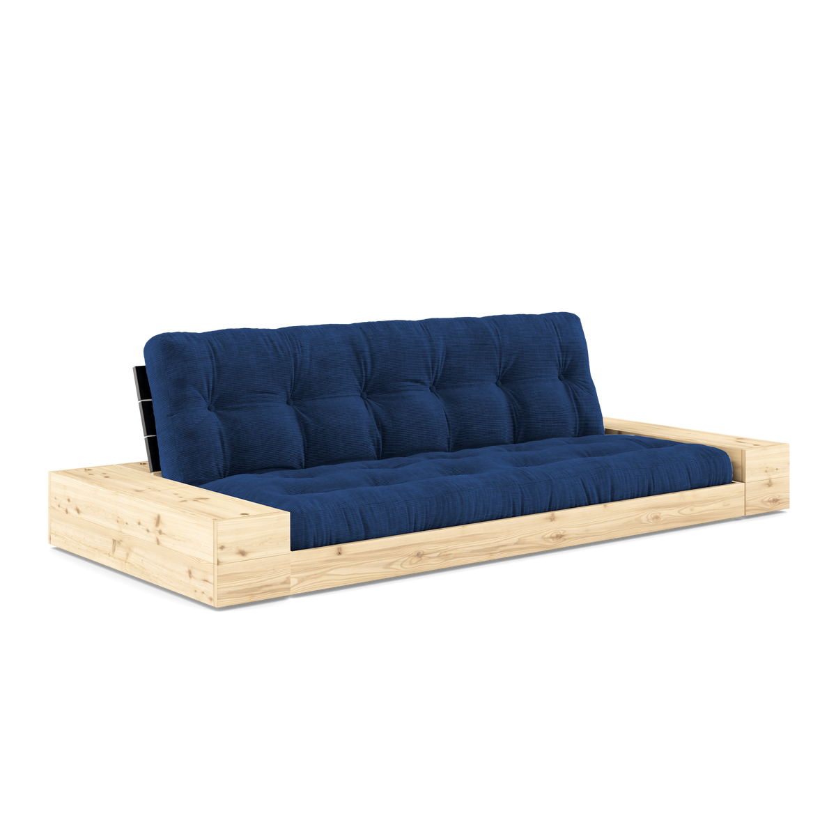 BASE BLACK NIGHT LACQUERED W. 2 SIDEBOXES CLEAR W. 5-LAYER MIXED MATTRESS ROYAL BLUE