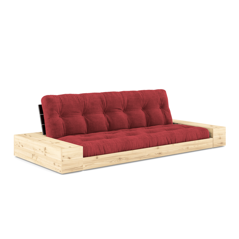 BASE BLACK NIGHT LACQUERED W. 2 SIDEBOXES CLEAR W. 5-LAYER MIXED MATTRESS RUBY RED