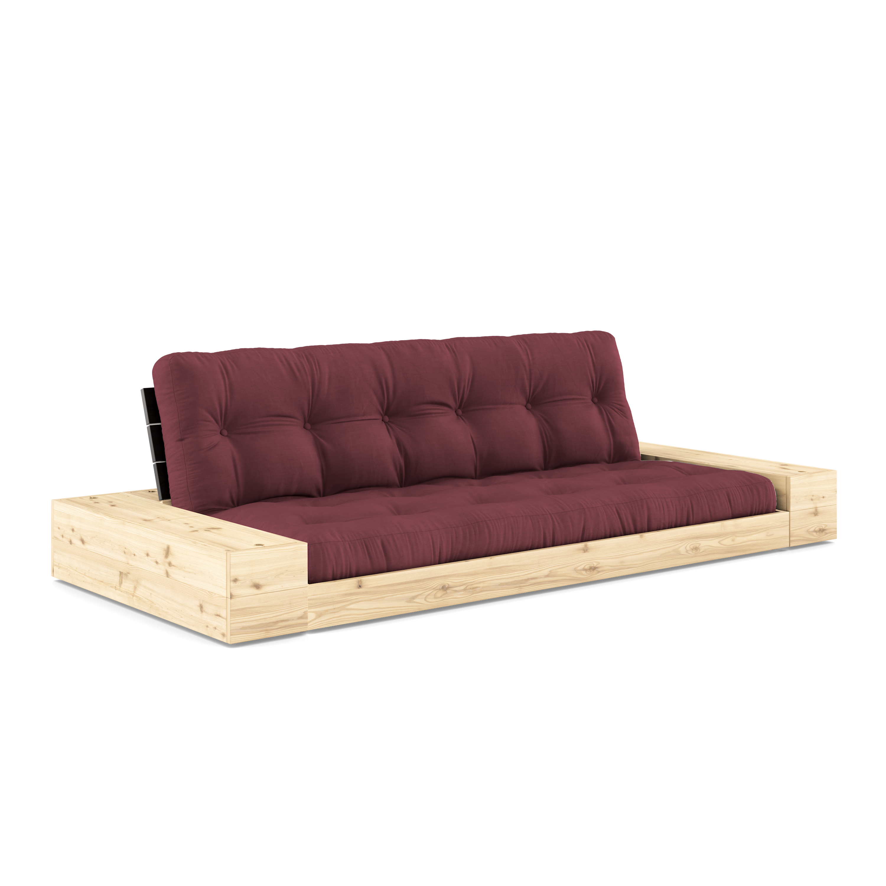 BASE NOIRE NUIT LAQUÉE AVEC 2 BOÎTES LATÉRALES, SOMMIER TRANSPARENT AVEC MATELAS MIXTE 5 COUCHES - BORDEAUX