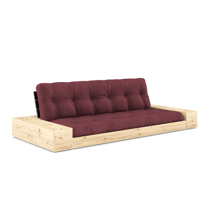 BASE NOIRE NUIT LAQUÉE AVEC 2 BOÎTES LATÉRALES, SOMMIER TRANSPARENT AVEC MATELAS MIXTE 5 COUCHES - BORDEAUX