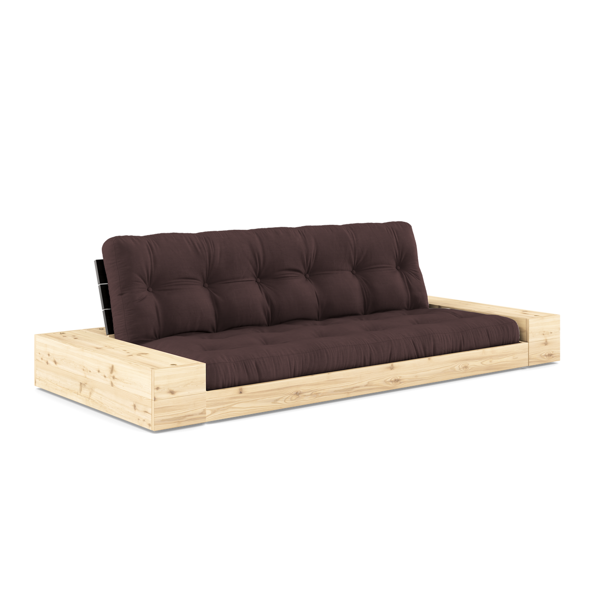 BASE BLACK NIGHT LACQUERED W. 2 SIDEBOXES CLEAR W. 5-LAYER MIXED MATTRESS BROWN