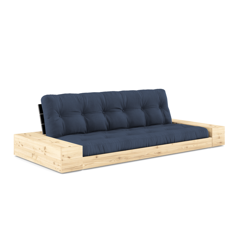 BASE NOIRE LAQUÉE NUIT AVEC 2 COFFRES LATÉRAUX CLÉS AVEC MATELAS MIXTE 5 COUCHES MATE MARINE