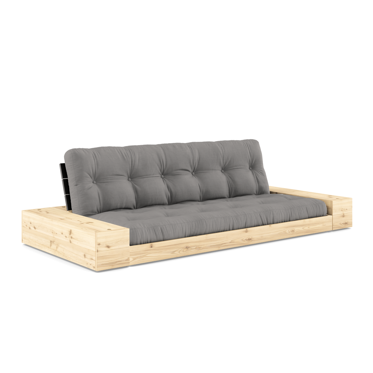 BASE BLACK NIGHT LACQUERED W. 2 SIDEBOXES CLEAR W. 5-LAYER MIXED MATTRESS GREY