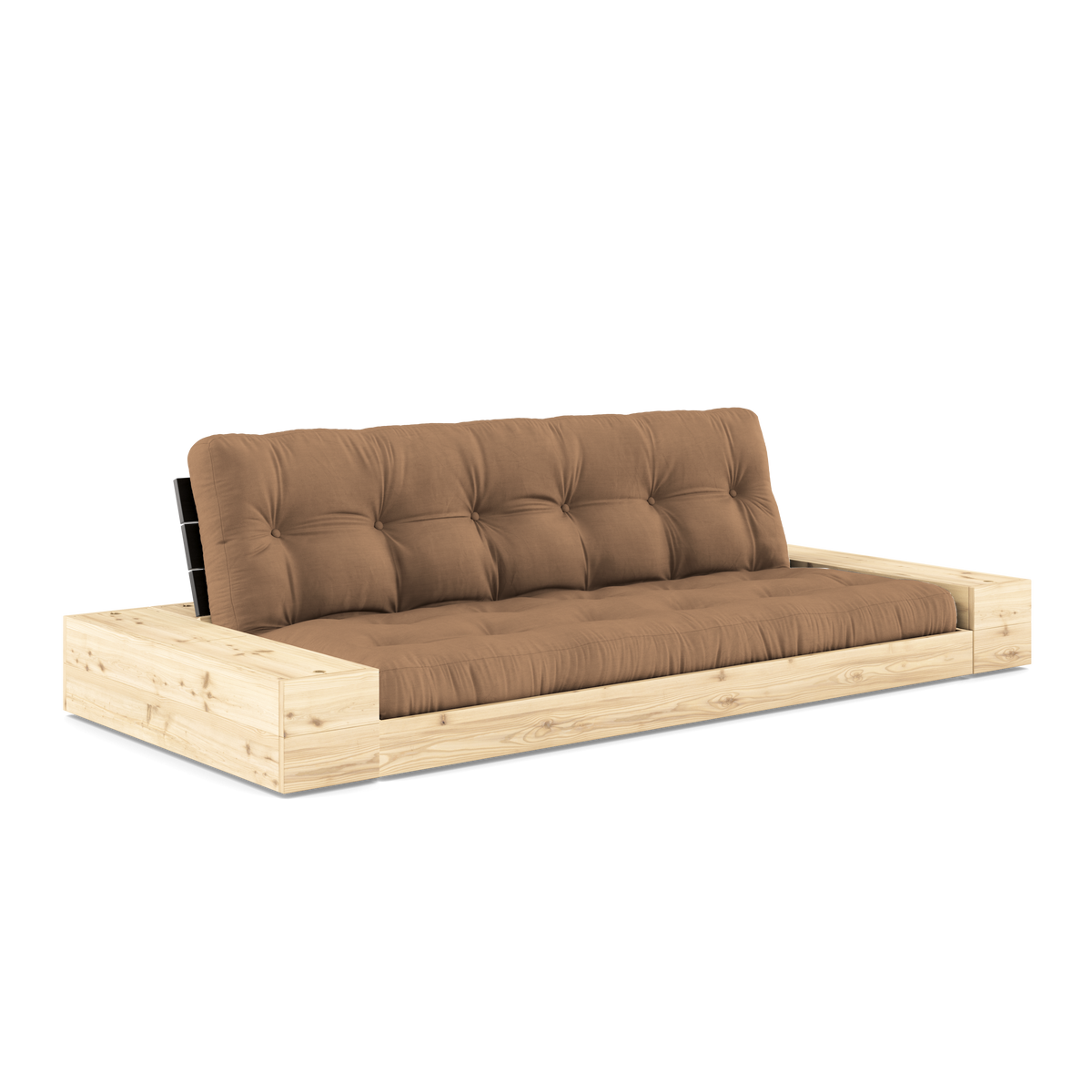 BASE BLACK NIGHT LACQUERED W. 2 SIDEBOXES CLEAR W. 5-LAYER MIXED MATTRESS MOCCA