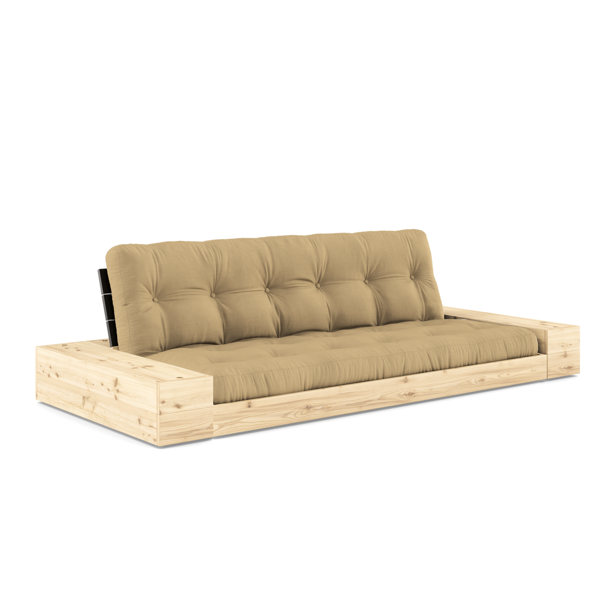 BASE NOIRE NUIT LAQUÉE AVEC 2 COFFRES LATÉRAUX CLAIR AVEC MATELAS MIXTE 5 COUCHES MAT BEIGE BLÉ