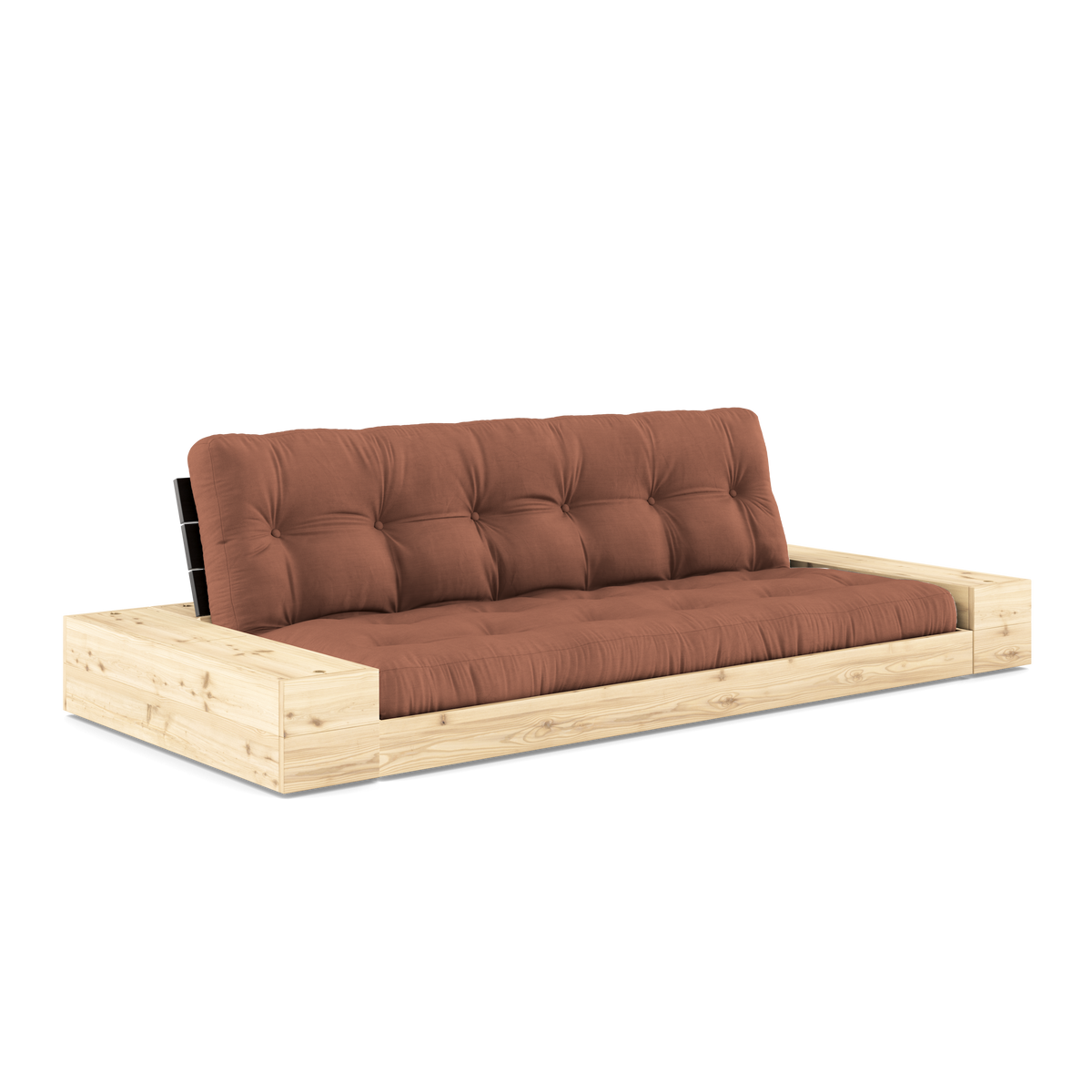 BASE BLACK NIGHT LACQUERED W. 2 SIDEBOXES CLEAR W. 5-LAYER MIXED MATTRESS CLAY BROWN
