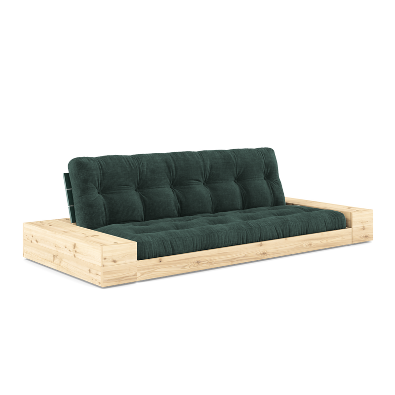 BASE LUSH VERTE LAQUÉE AVEC 2 COFFRES LATÉRAUX CLAIR AVEC MATELAS MIXTE 5 COUCHES MAT TEINTÉ AUX ALGUES