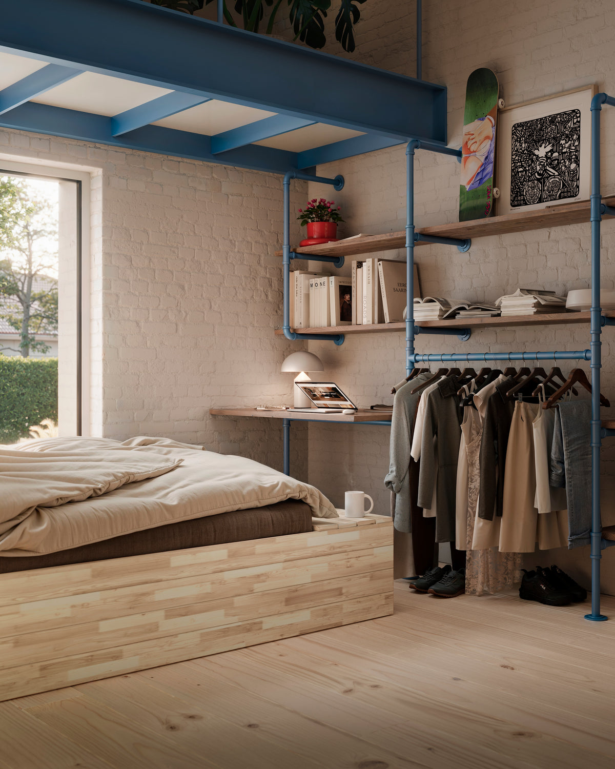 BASEMENT BED CLEAR LACQUERED 140 X 200