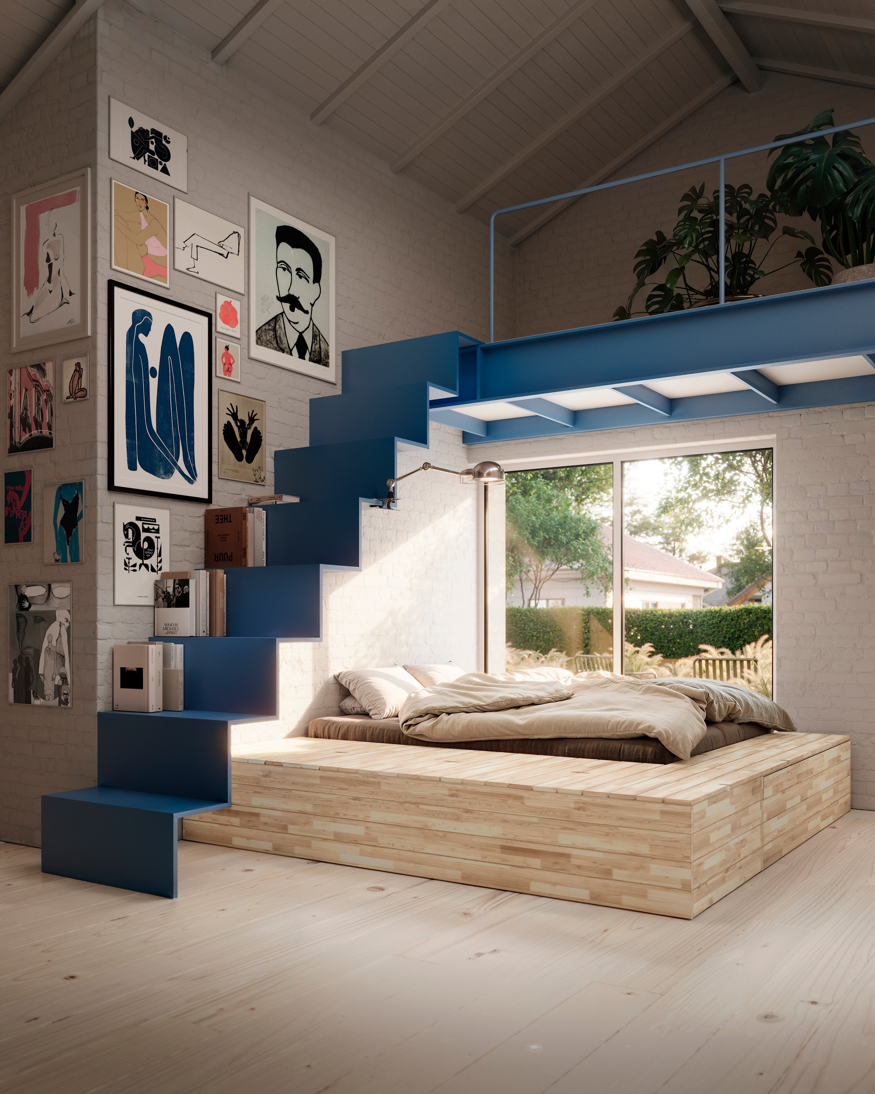 BASEMENT BED CLEAR LACQUERED 140 X 200