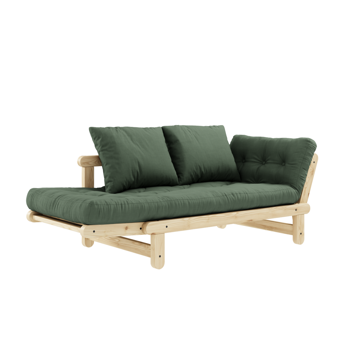 ENSEMBLE DE CADRE LAQUÉ TRANSPARENT BEAT AVEC MATELAS BEAT VERT OLIVE
