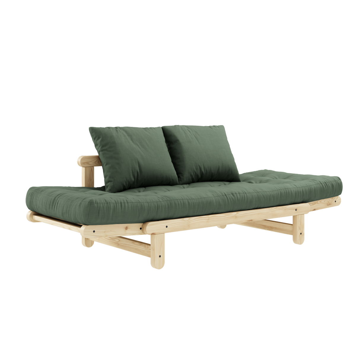 ENSEMBLE DE CADRE LAQUÉ TRANSPARENT BEAT AVEC MATELAS BEAT VERT OLIVE