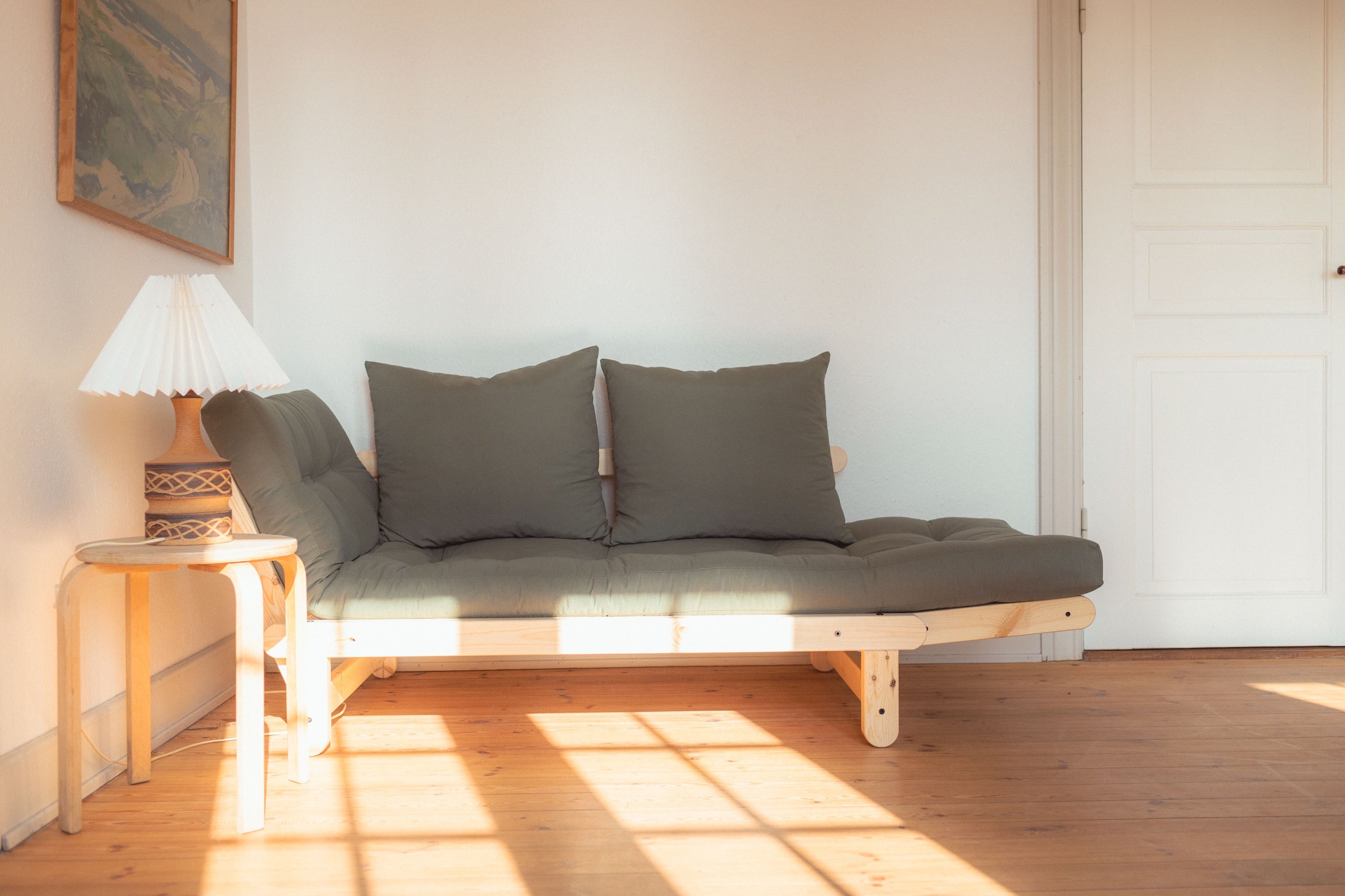 BEAT CLEAR LACQUERED W. BEAT MATTRESS SET NATURAL