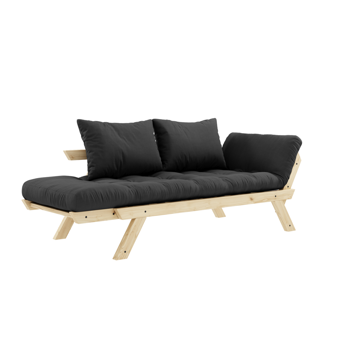 BEBOP CLEAR LACQUERED W. 4-LAYER MIXED MATTRESS DARK GREY