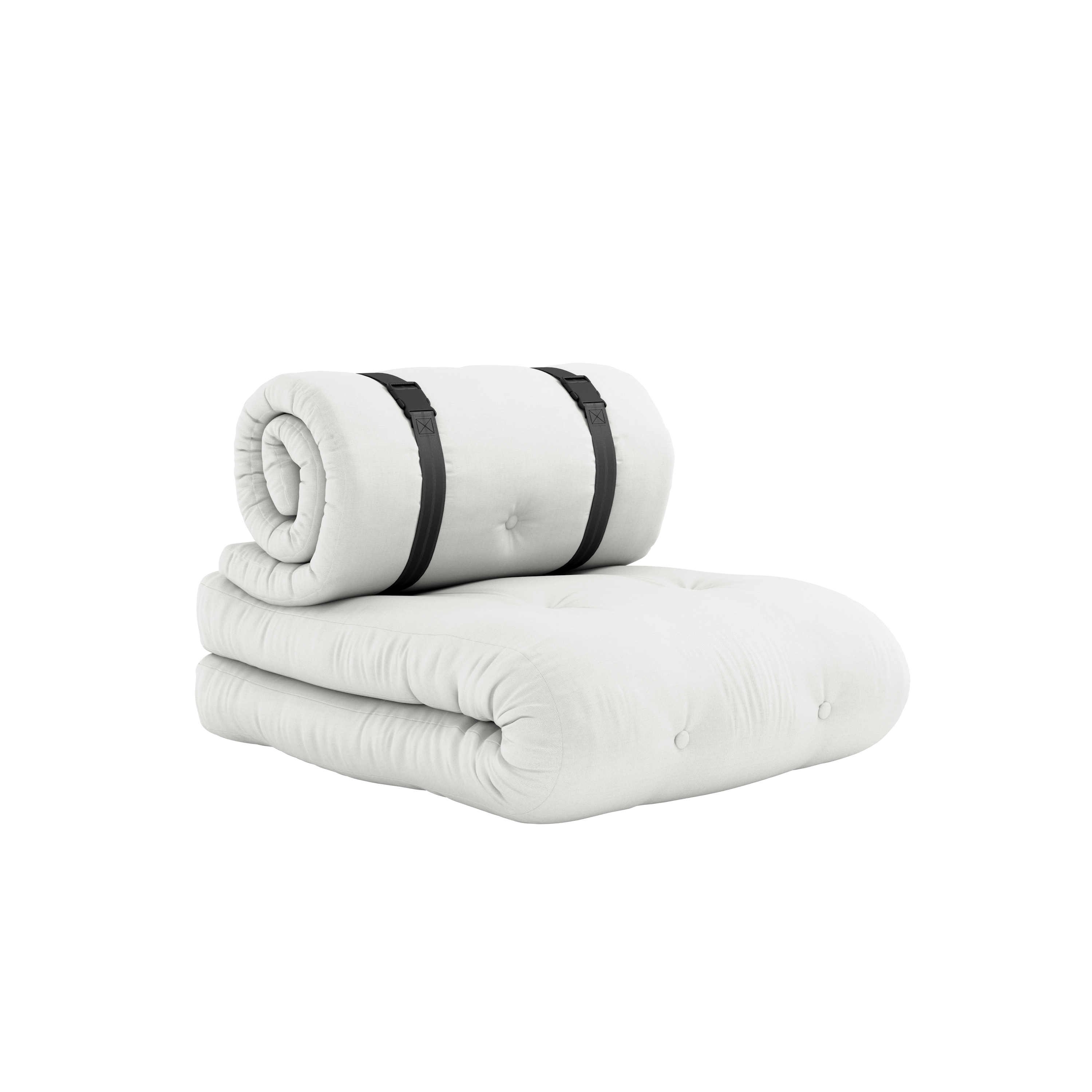 BUCKLE-UP CHAIR OUT™ WHITE W. 2 BLACK NYLON BELTS