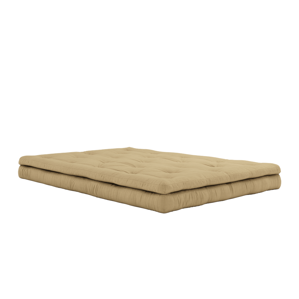 CANAPÉ BOUCLE WHEAT BEIGE AVEC 3 SANGLES EN CUIR MARRON