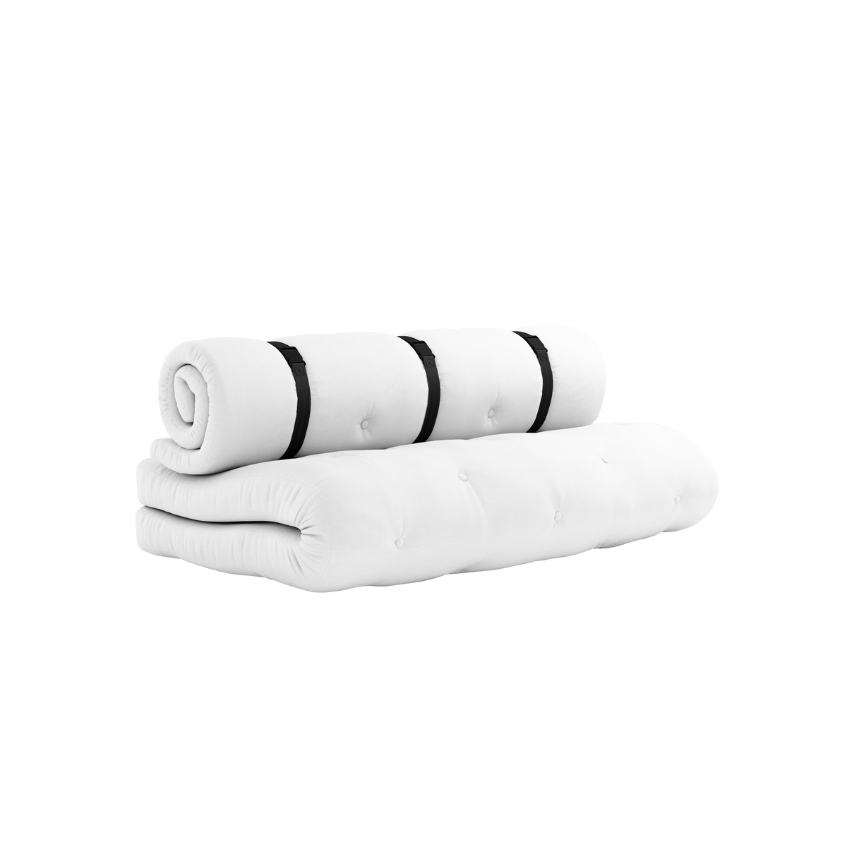 BUCKLE-UP SOFA OUT™ BLANC AVEC 3 CEINTURES EN NYLON NOIR