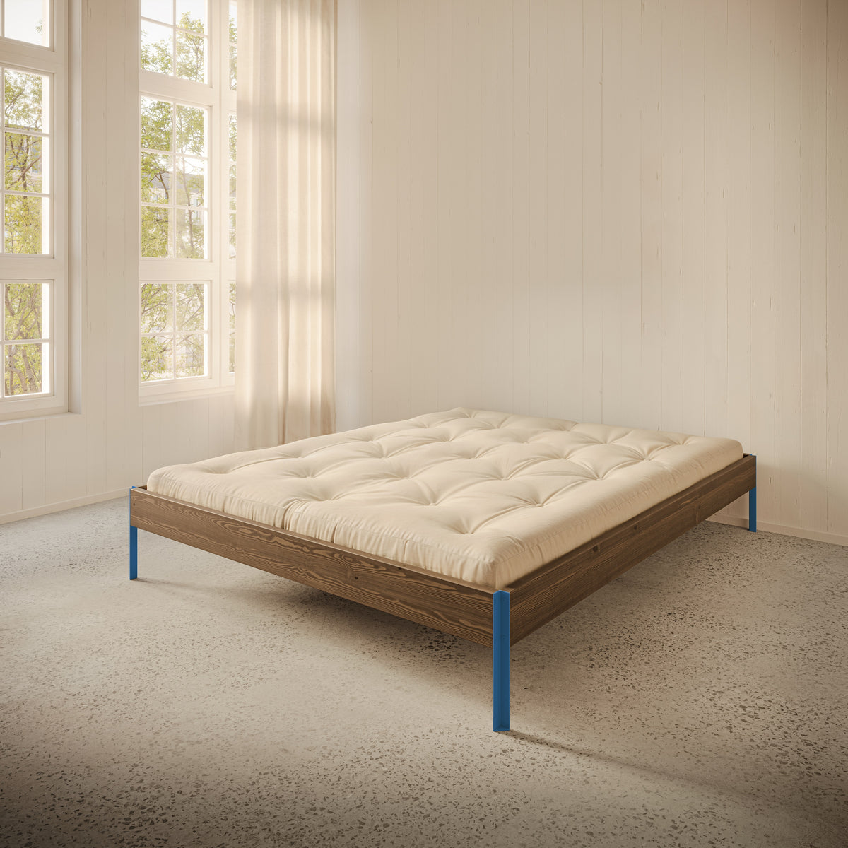 CORE LIT CAROUBE MARRON BLEU VIF 160X200