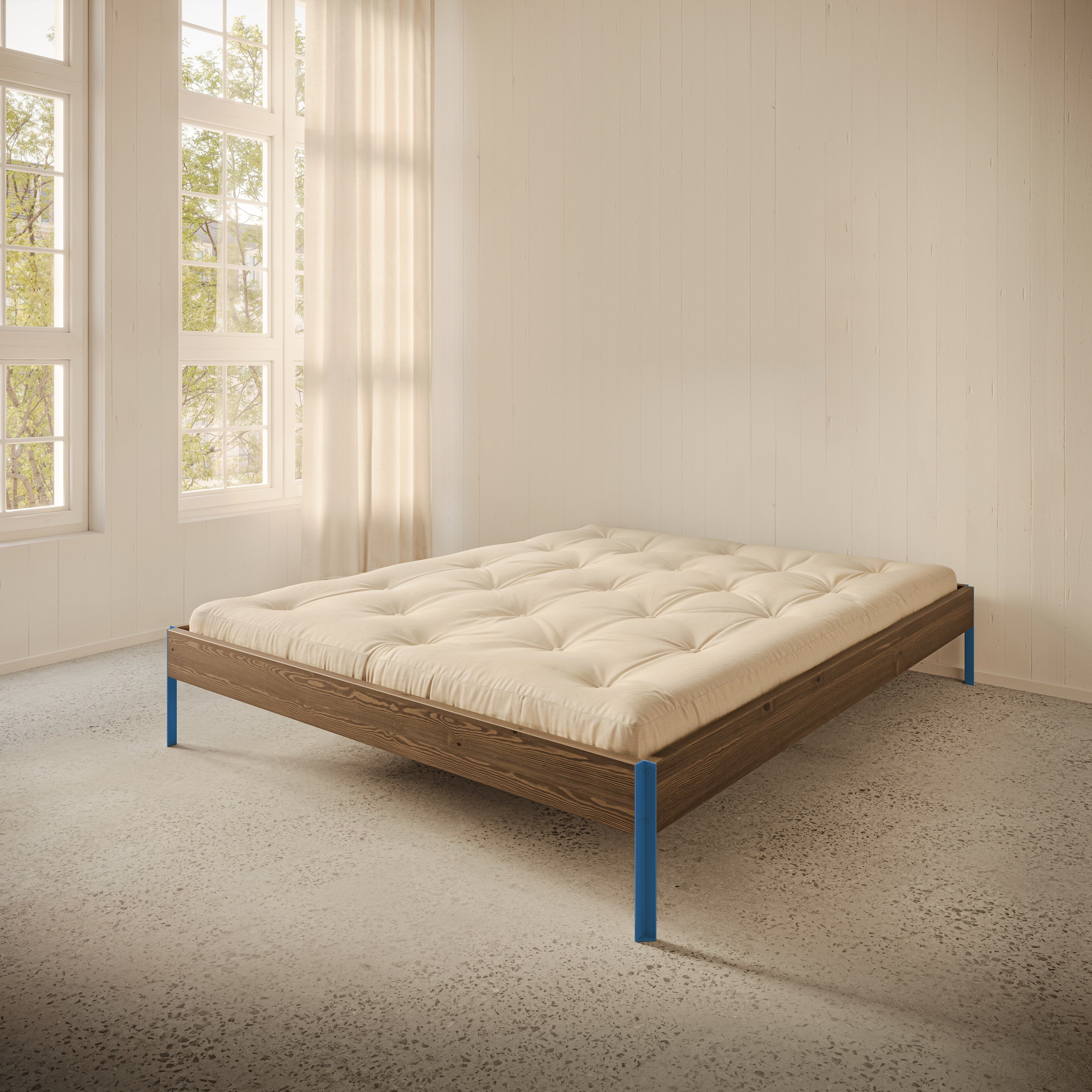 CORE LIT CAROUBE MARRON BLEU VIF 160X200