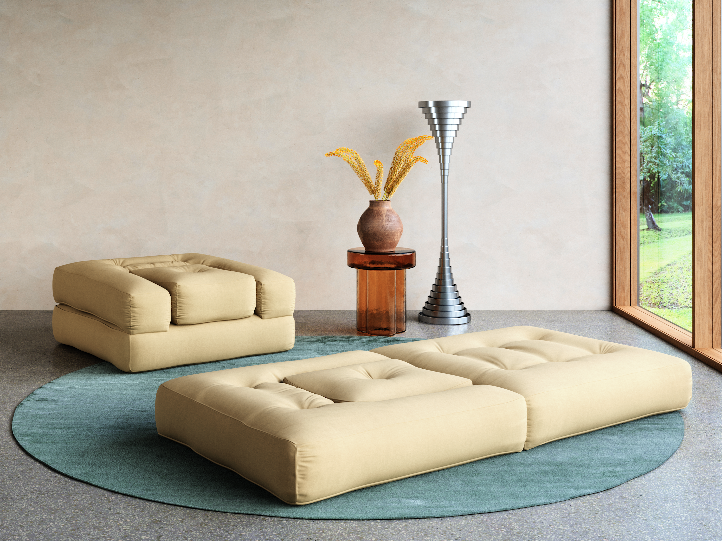 FAUTEUIL CUBE ARGILE BRUN