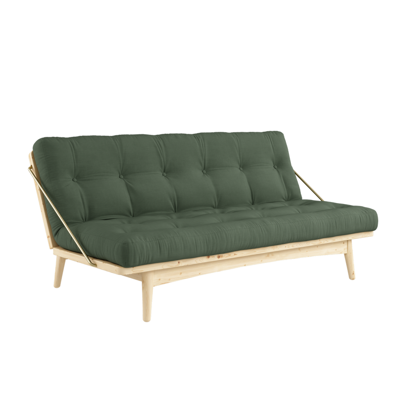 FOLK CLEAR LACQUERED W. 5-LAYER MIXED MATTRESS OLIVE GREEN