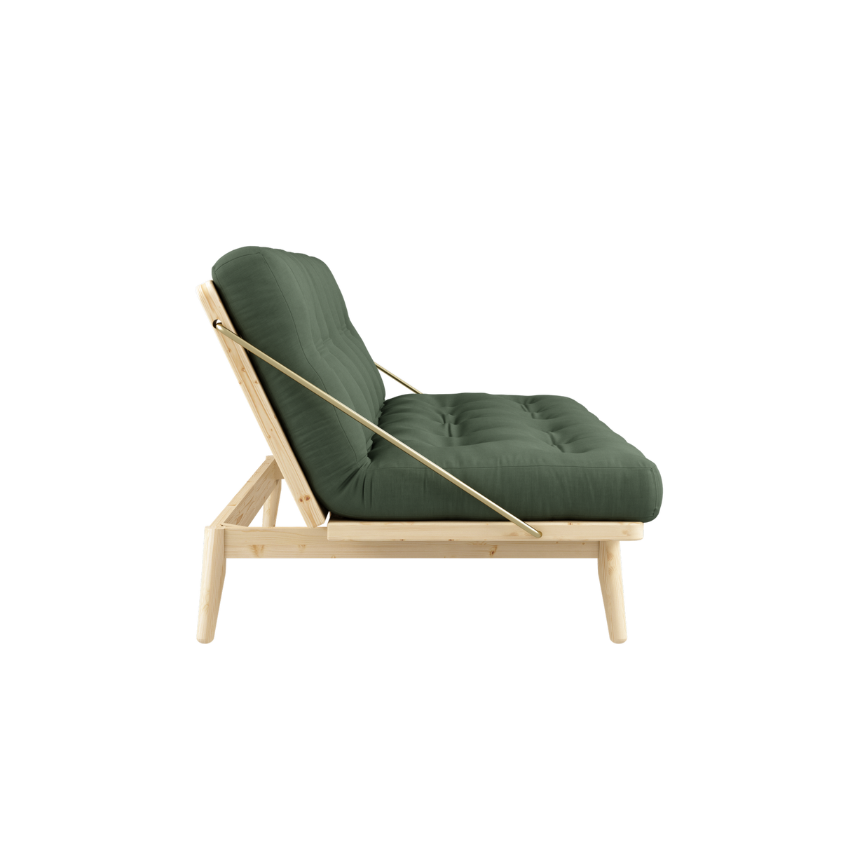 FOLK CLAIR VERNISÉ AVEC MATELAS MIXTE 5 COUCHES VERT OLIVE