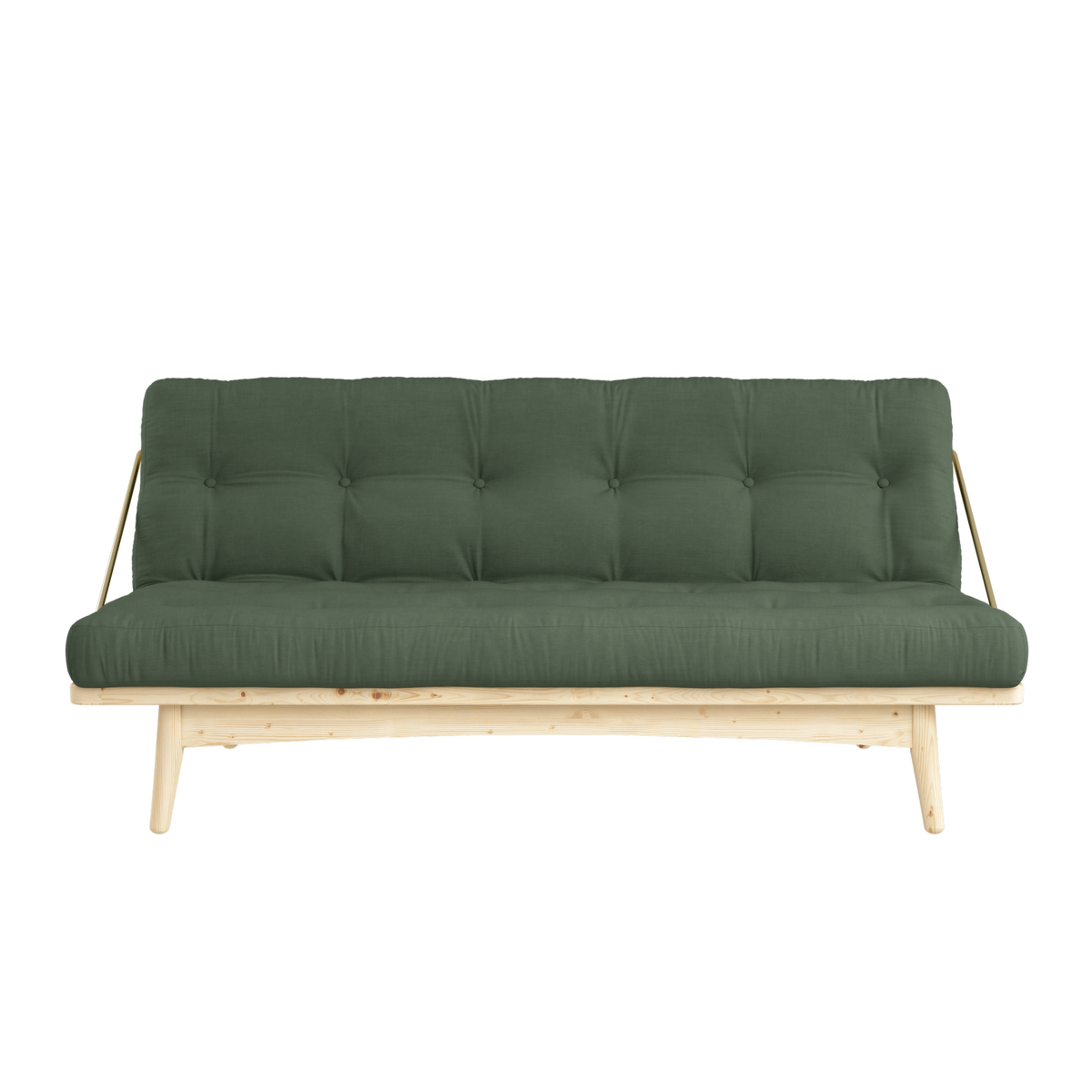 FOLK CLAIR VERNISÉ AVEC MATELAS MIXTE 5 COUCHES VERT OLIVE