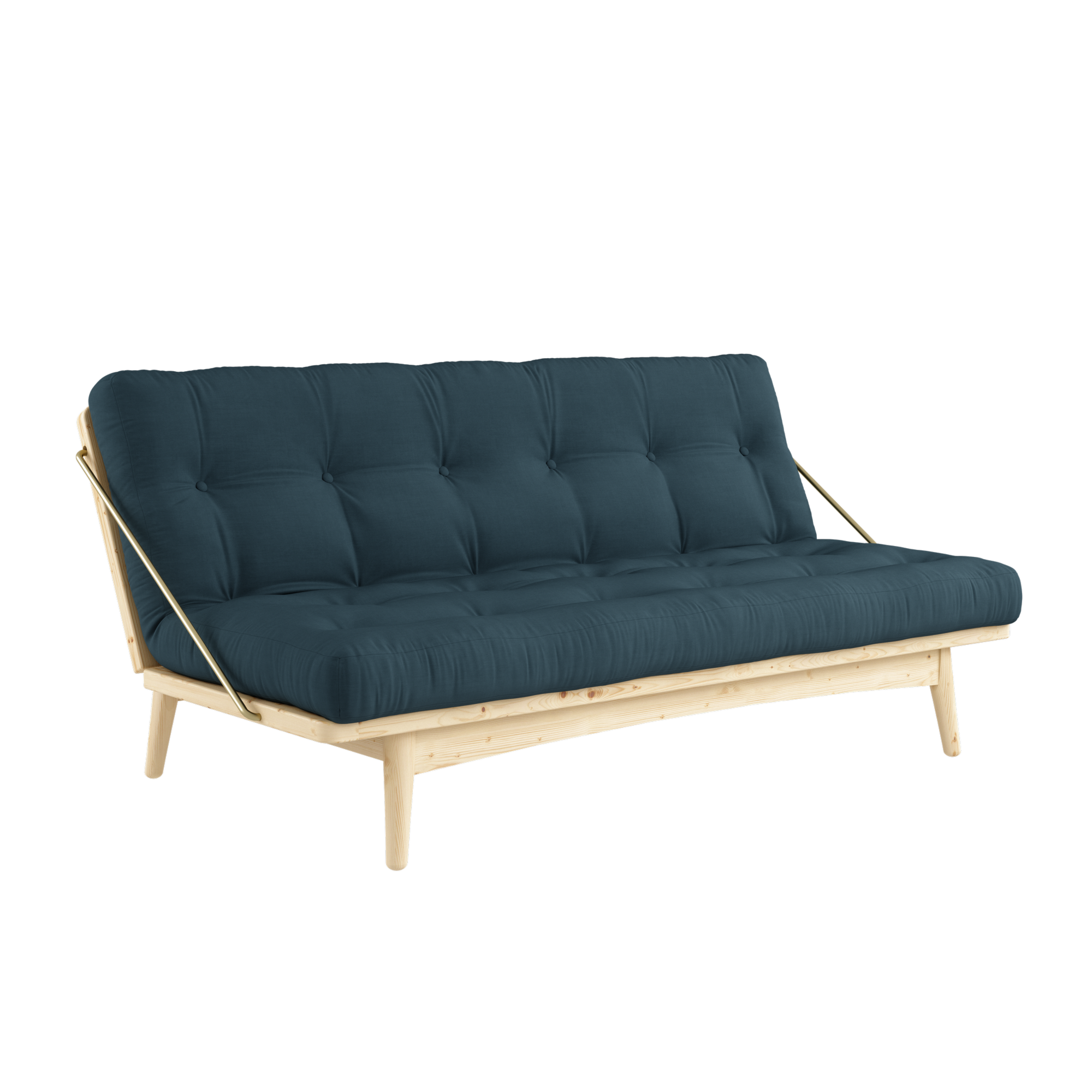 FOLK CLAIR VERNISÉ AVEC MATELAS MIXTE 5 COUCHES BLEU PETROLE