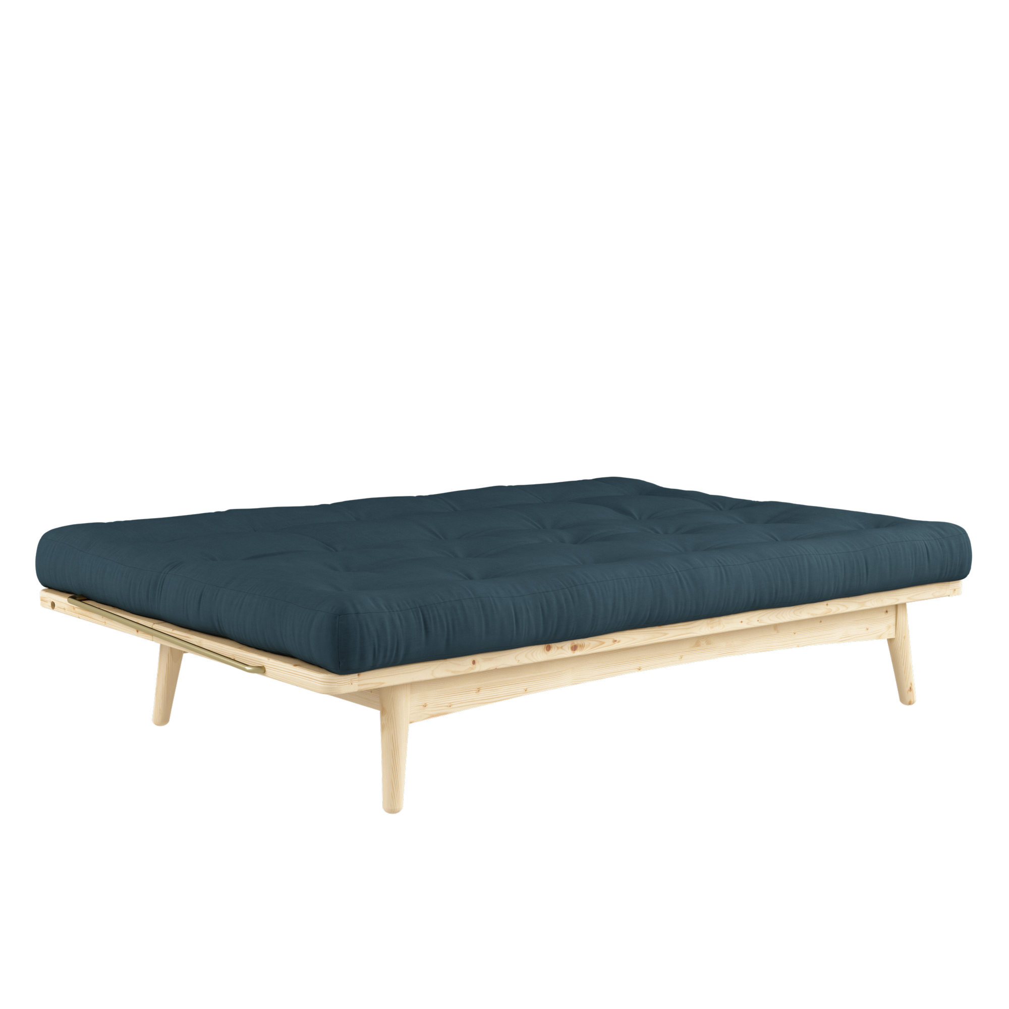 FOLK CLAIR VERNISÉ AVEC MATELAS MIXTE 5 COUCHES BLEU PETROLE