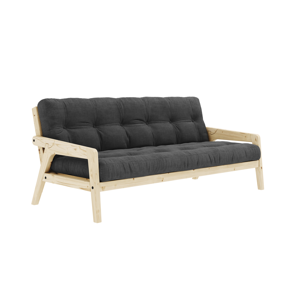 GRAB CLEAR LACQUERED W. 5-LAYER MIXED MATTRESS CHARCOAL