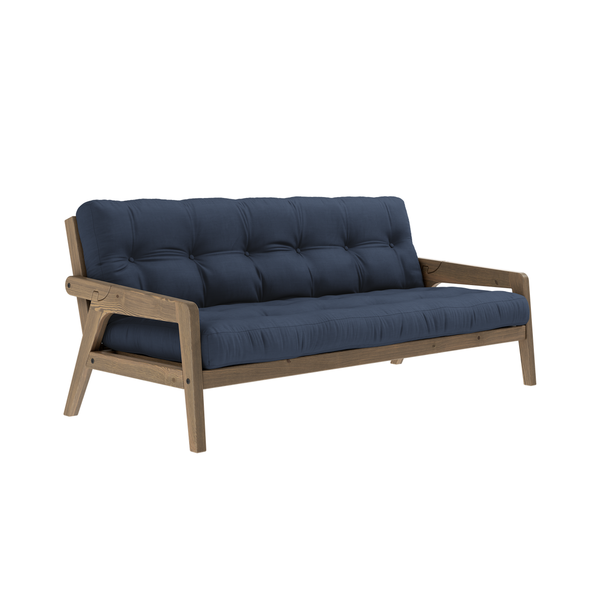 GRAB CAROB BROWN LACQUERED W. 5-LAYER MIXED MATTRESS NAVY