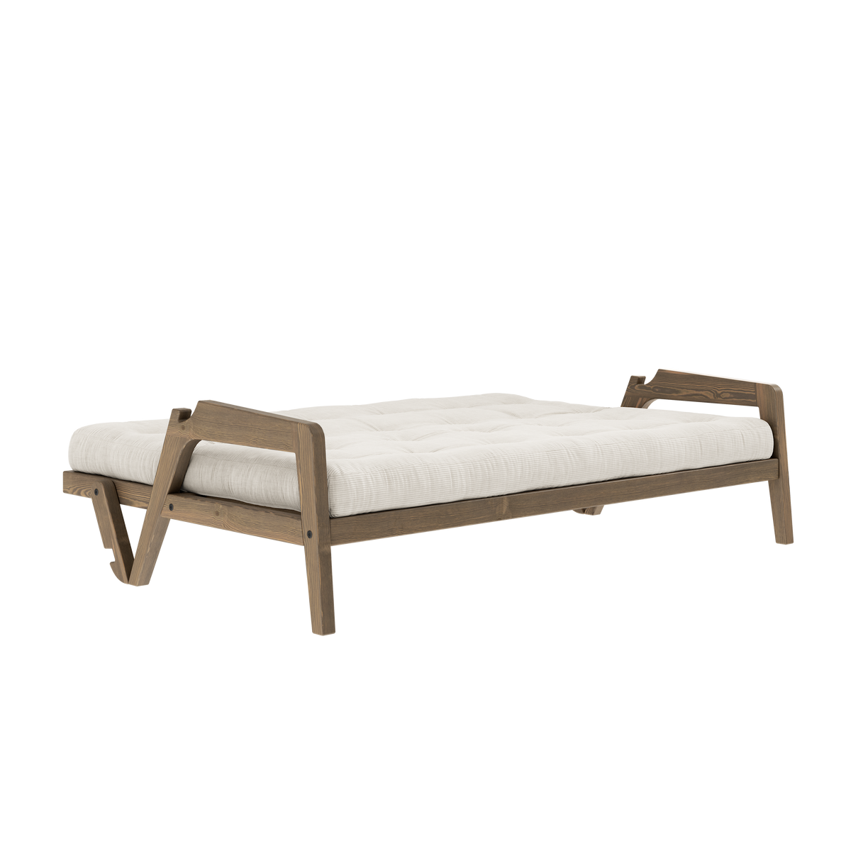 GRAB CAROB BROWN LACQUERED W. 5-LAYER MIXED MATTRESS IVORY