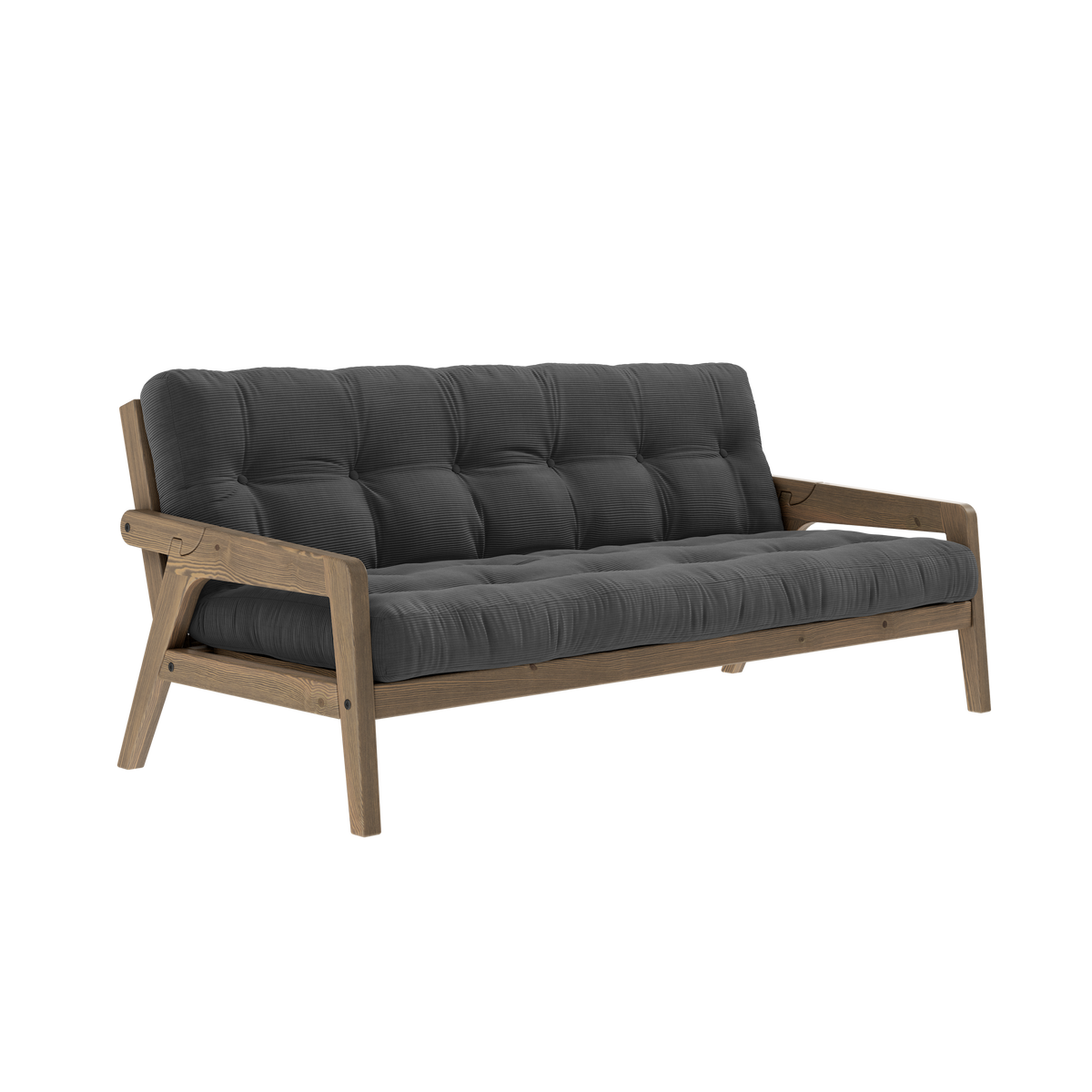 GRAB CAROB BROWN LACQUERED W. 5-LAYER MIXED MATTRESS CHARCOAL
