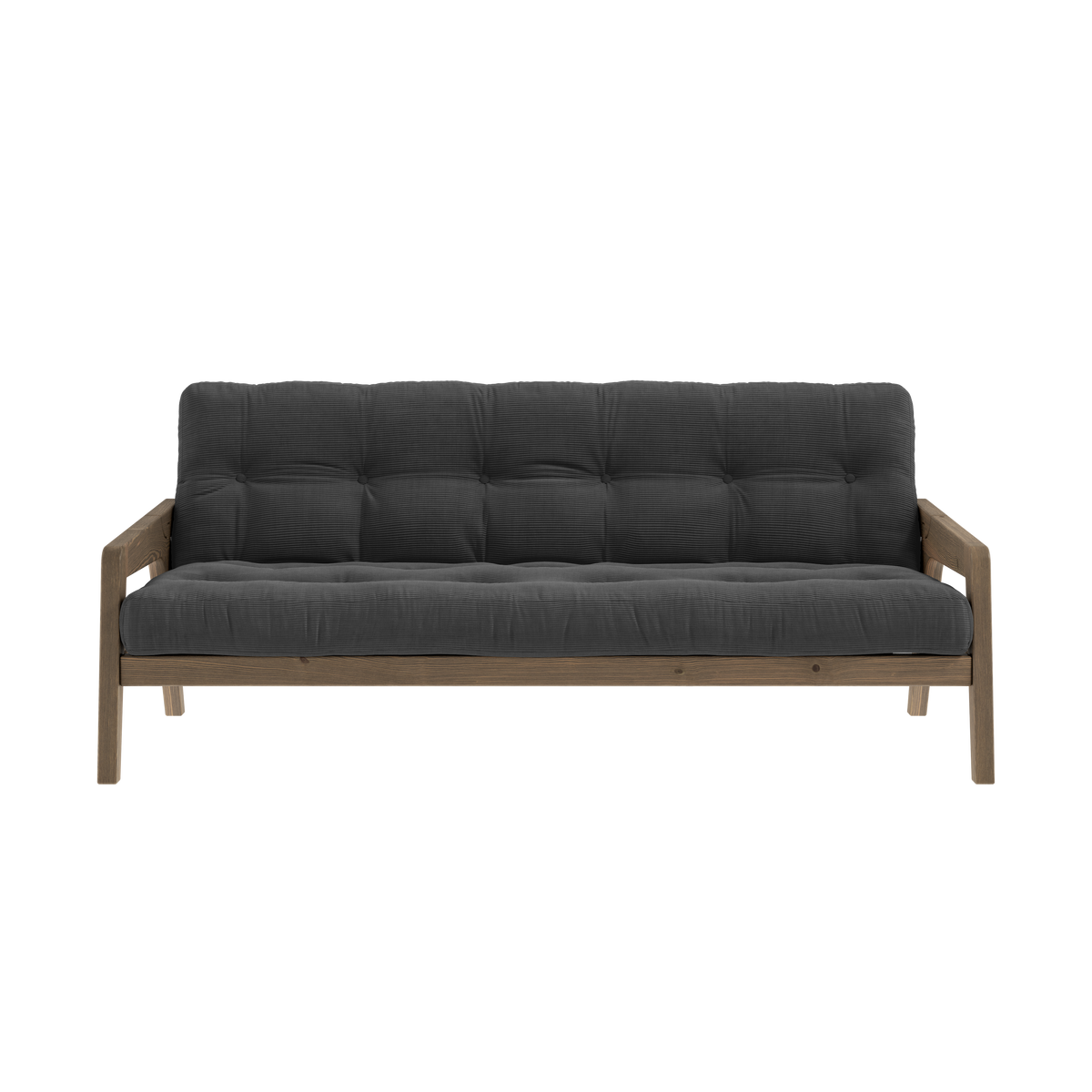 GRAB CAROB BROWN LACQUERED W. 5-LAYER MIXED MATTRESS CHARCOAL