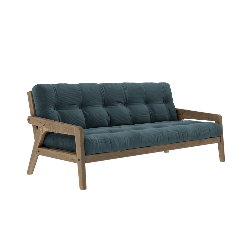 GRAB CAROB BROWN LACQUERED W. 5-LAYER MIXED MATTRESS PALE BLUE
