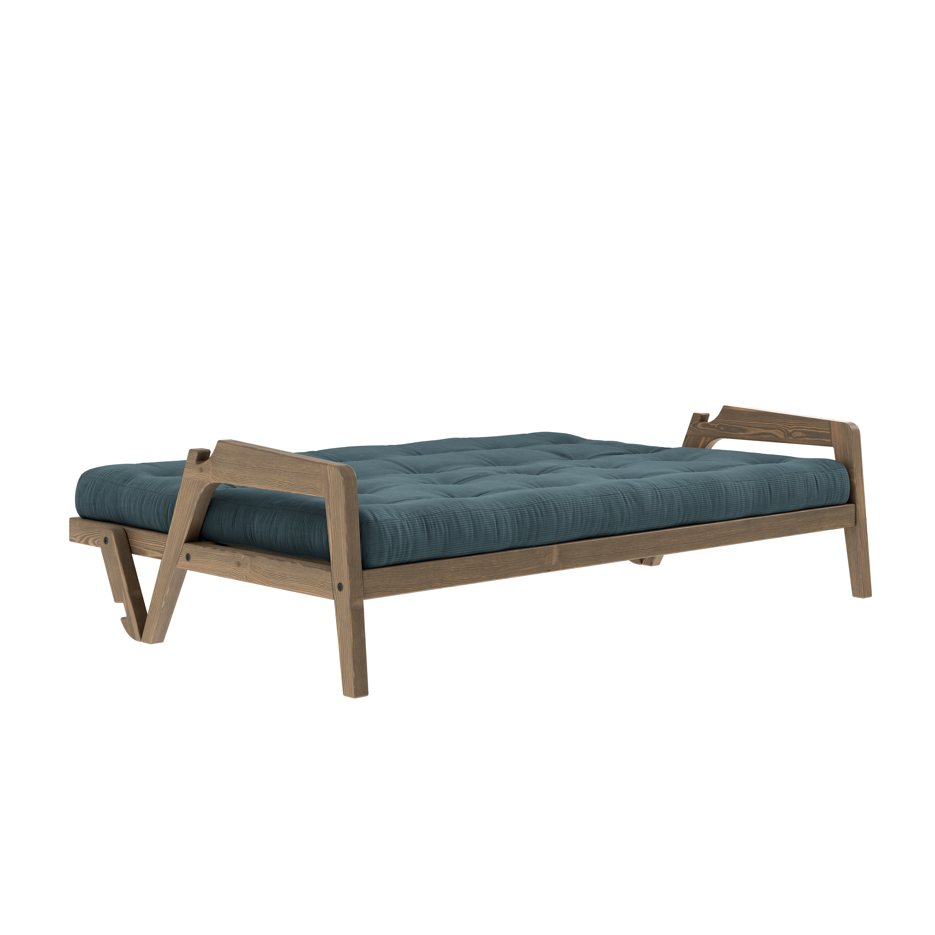 GRAB CAROB BROWN LACQUERED W. 5-LAYER MIXED MATTRESS PALE BLUE