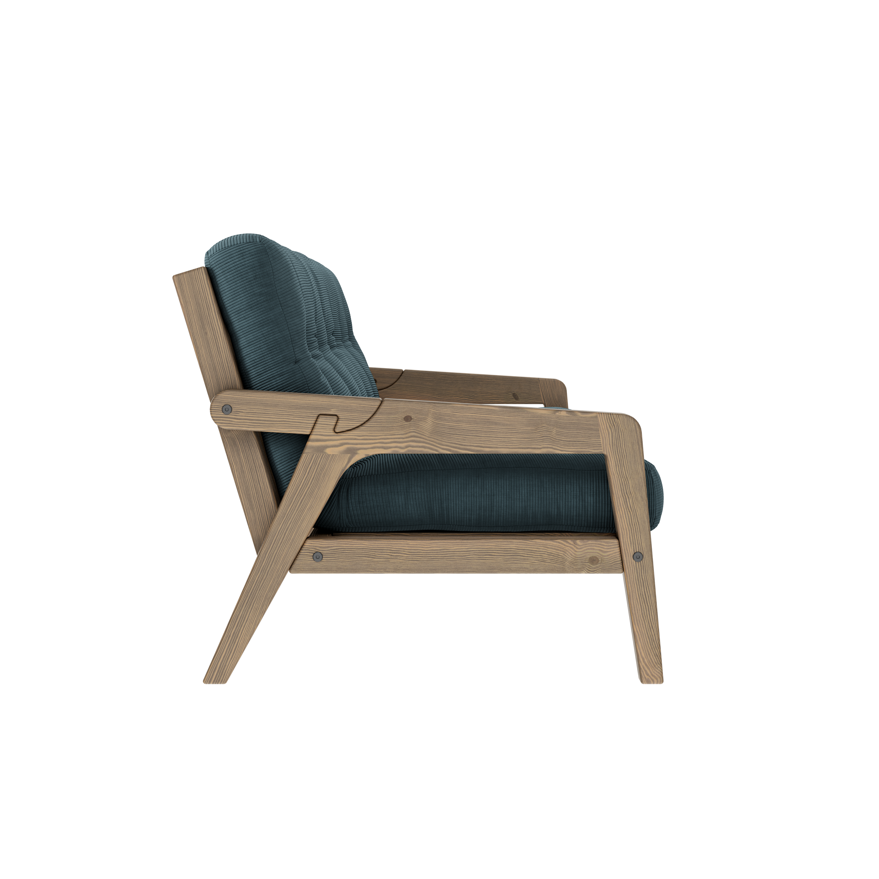 GRAB CAROB BROWN LACQUERED W. 5-LAYER MIXED MATTRESS PALE BLUE