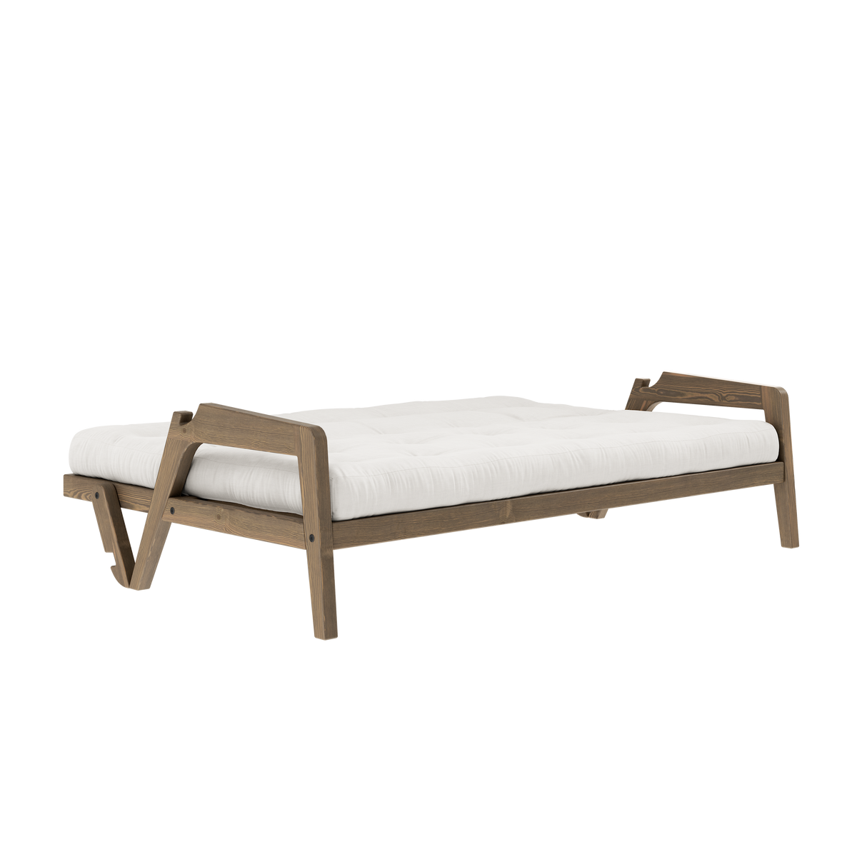 GRAB CAROB BROWN LACQUERED W. 5-LAYER MIXED MATTRESS NATURAL