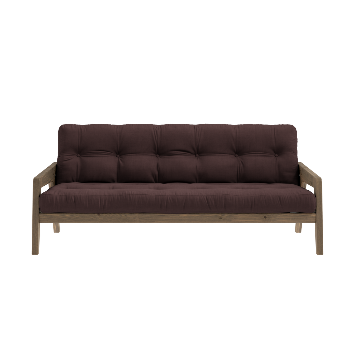 GRAB CAROB BROWN LACQUERED W. 5-LAYER MIXED MATTRESS BROWN