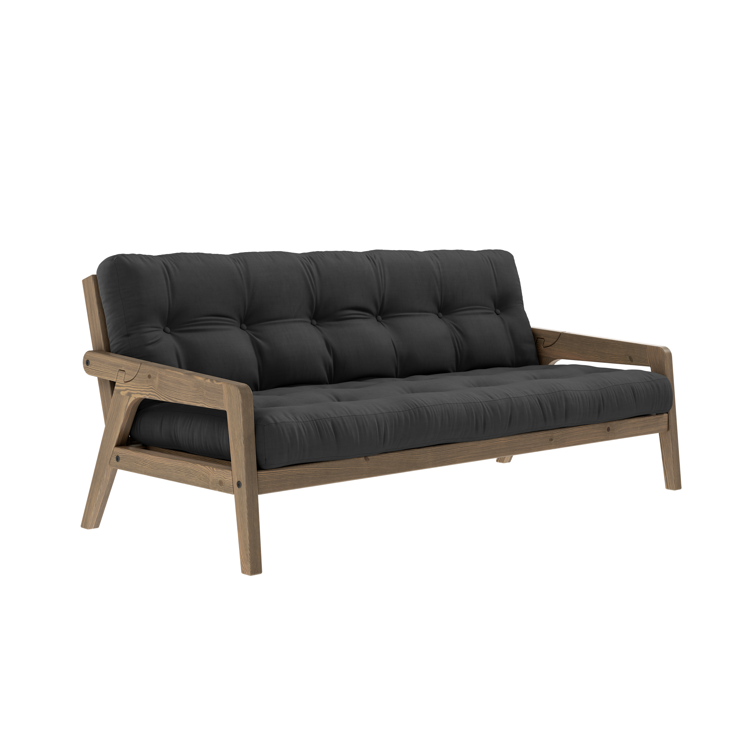 GRAB CAROB BROWN LACQUERED W. 5-LAYER MIXED MATTRESS DARK GREY