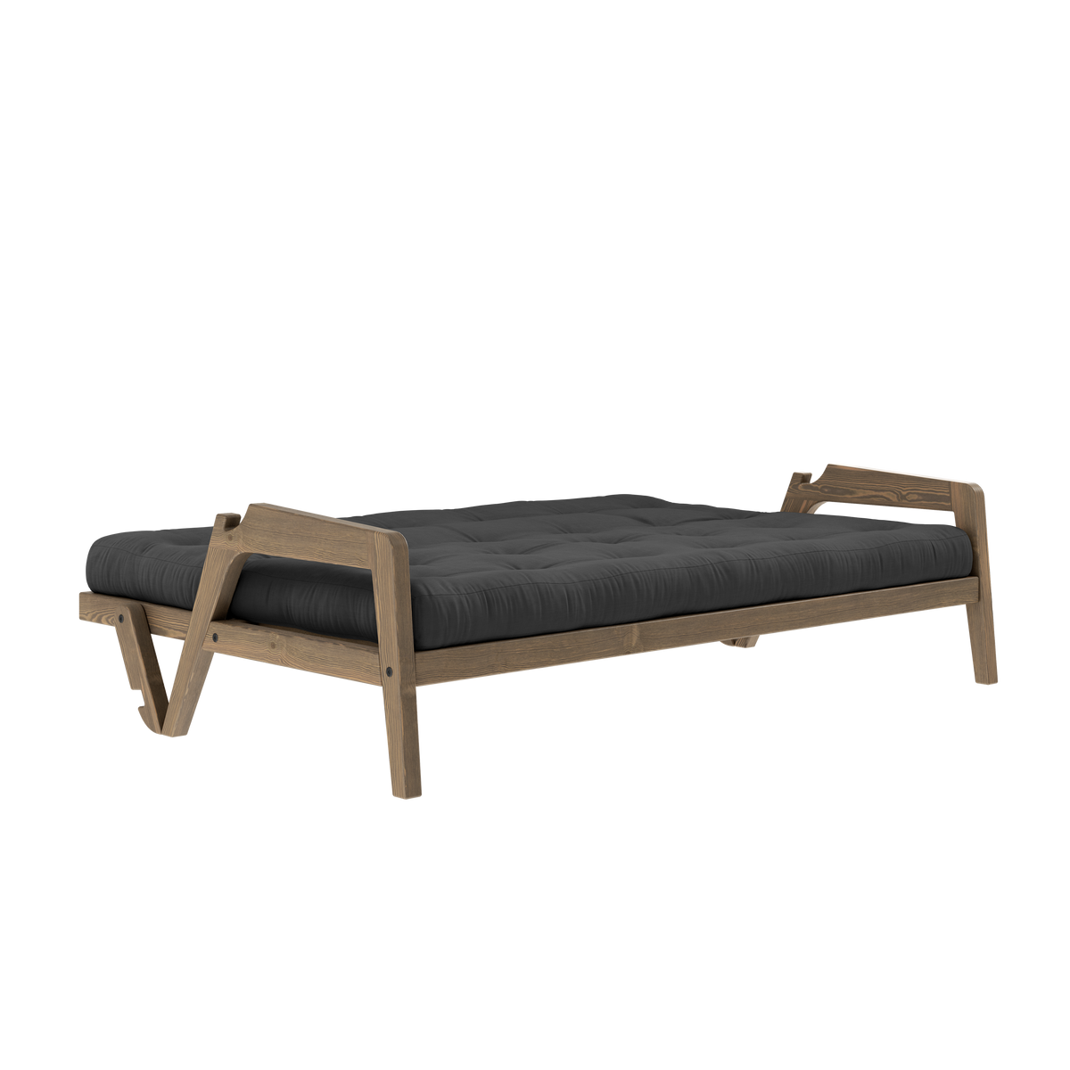 GRAB CAROB BROWN LACQUERED W. 5-LAYER MIXED MATTRESS DARK GREY