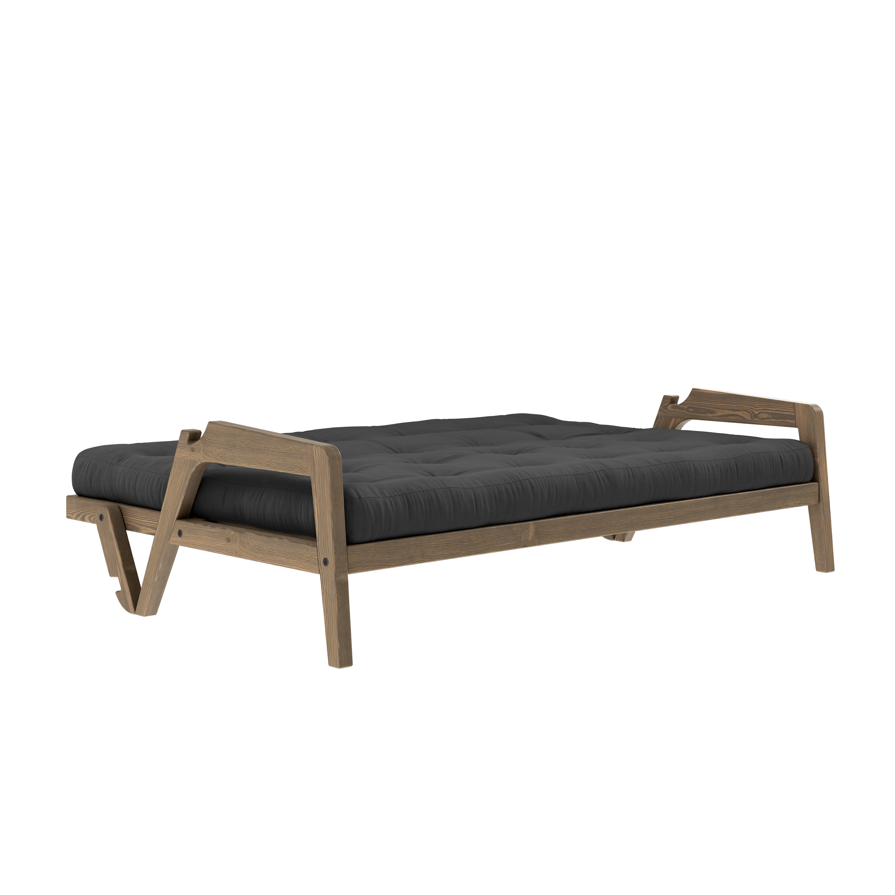 GRAB CAROB BROWN LACQUERED W. 5-LAYER MIXED MATTRESS DARK GREY