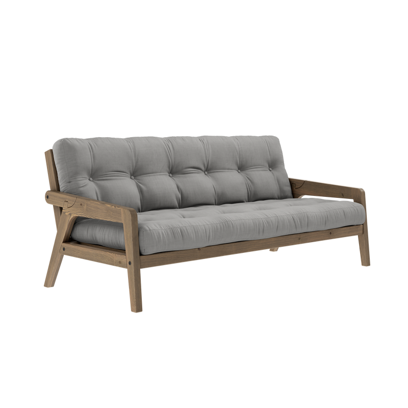 SANGLE CAROUBE MARRON LAQUÉE AVEC MATELAS MIXTE 5 COUCHES GRIS